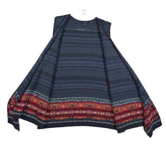 Chaps Vintage Sweater High Low Vest Women's Size Large Blue Aztec Southwestern - Picture 4 of 8